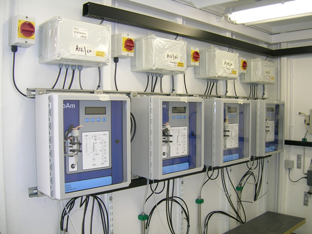 ProAm ammonia monitor installed within an walkin analyser kiosk for a UK water utility